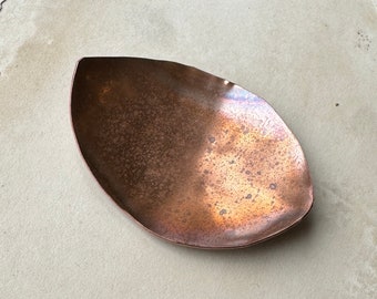 Antiqued Copper Mini Dish, Rustic Copper Tiny Container, Trinket Dish