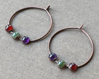 Garnet Amethyst Hoop Earrings Findings