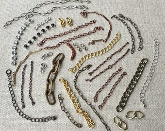 Mixed Metal Chain Bits, Big to Tiny Chain Pieces, Different Lengths