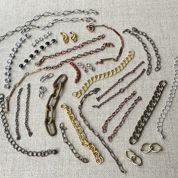 Mixed Metal Chain Bits, Big to Tiny Chain Pieces, Different Lengths