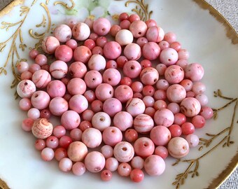 Pink Shell Beads, Round Light Pink Beads, 8mm, 5mm Beads