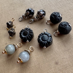 Black or Gray Earring Ready Dangles, Bead Assemblies for DIY Earrings Crafts, Pendants or Earring Pairs