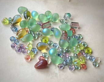 Pastel Glass Beads, Small Light Colorful Teardrop and Spacer Beads