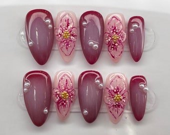 Press on nails 3D flower