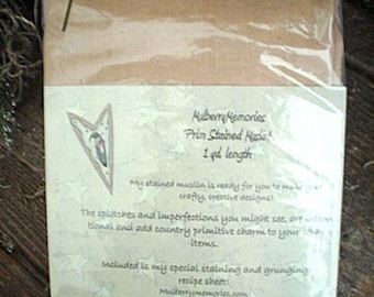 1 yard Primitive Dyed Stained MUSLIN cotton fabric Crafts Dolls Material Ready to sew  coffee with cream color EL