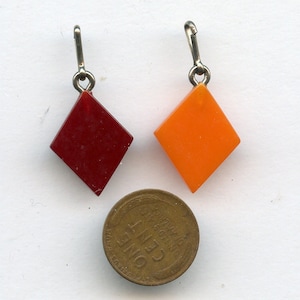 CHOICE (1) MAROON or ORANGE Zipper Pull Pendant Charm Vintage Casein 9070
