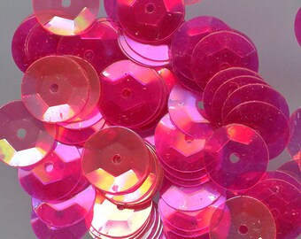 Vintage French Sequins MAGENTA Pink Cupped Aurora Borealis Iridescent 8 mm ONE Strand 1000 pieces French 6418 More Available