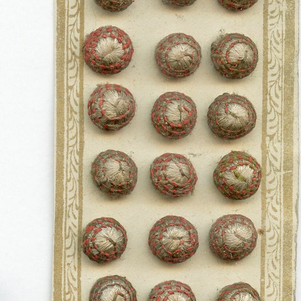 Matching Set of (9) Victorian or Edwardian Hand Made Fabric Needlework Buttons FRENCH MORE AVAILABLE #9243