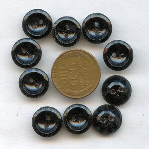 Matching Set of (10) Vintage Faceted Black Glass Buttons 1/2&quot; NOS  9058 MORE AVAILABLE