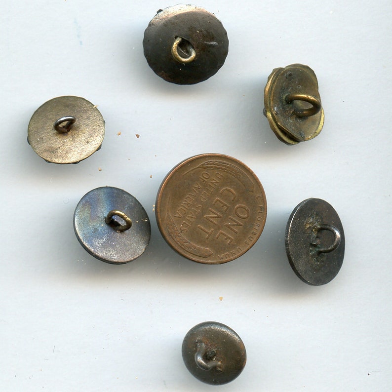 6 Victorian Metal Buttons with CUT STEEL Antique Crafters Nice Variety 8615 Lot of
