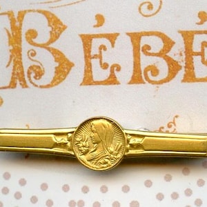 Broche de Marie BEBE pour bébé, sur carte-cadeau, France antique vintage 9516