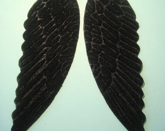 BLAcK VELVET WINGS  (1 set)  Millinery  Pressed Pieces Large  Embossed from Antique Molds MORE AVAlLABLE