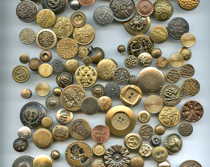 Lot of 200 Vintage Metal Buttons Wholesale Crafters 100 Silver and 100