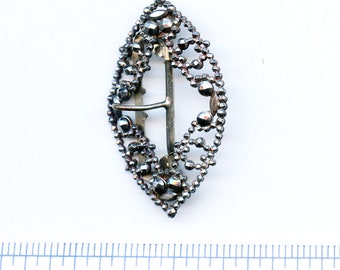 Pressed Steel Buckle Victorian Scalloped One Piece Large Antique Edwardian Vintage Faceted Tang 9288