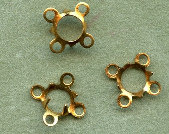 VINTAGE 1920s Pronged Studs Lot of (100) FIVE 5 CIRCLES Solid Brass for Paper or Fabric