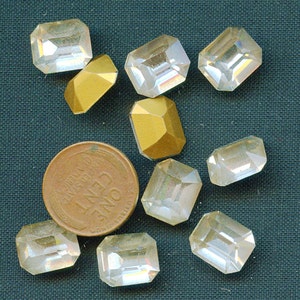 OCTAGON RHINESTONES (10) 12 mm x 10 mm Vintage SHABBY Glass Large Rectangle jc1012rectshab  Gold Foil Back  MoRE AVAlLABLE