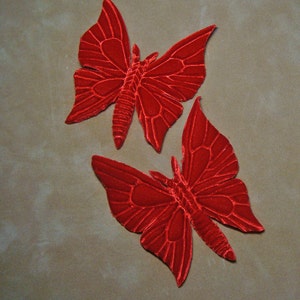 RED vELVET BUTTERFLIES (2) Pair Millinery  Pressed Pieces Embossed from Antique Molds Butterfly MORE AVAlLABLE