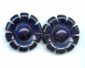 Unusual Vintage Navy ENAMELED Flower Buckle Floral Daisy 9293