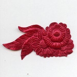 RED FLOWERS and Leaves Millinery Pressed Pieces Large  Embossed from Antique Molds MORE AVAlLABLE