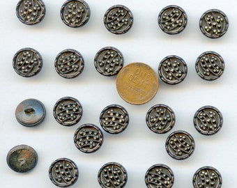 Matching Set of (23!) Victorian Celluloid and Metal Buttons 1/2"#9224