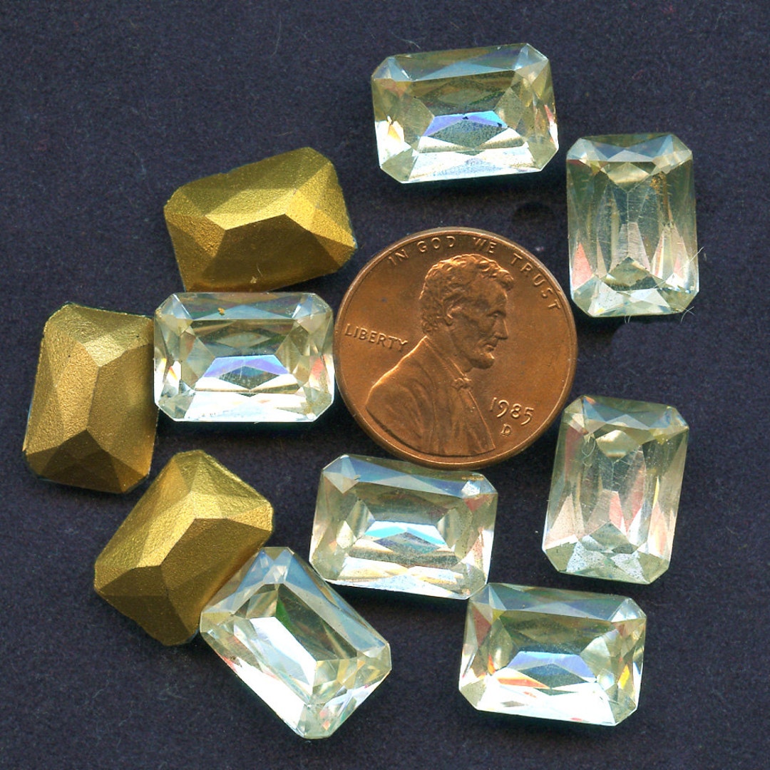 OCTAGON RHINESTONES (25) Vintage 10mm X 14mm Lot of Glass Large ...