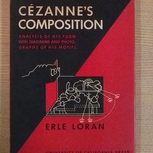 May include: A book titled "Cézanne's Composition" with a red and black cover. The cover features the title in white, the author's name "Erle Loran", and the text "Analysis of His Form with Diagrams and Photographs of His Motifs". Published by University of California Press.