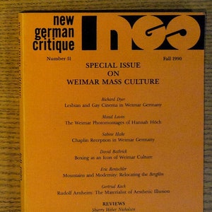 New German Critique 51, Fall 1990 special Issue on Weimar Mass Culture