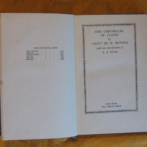 1928 - The Chronicles of Clovis by Saki (H.H. Munro)
