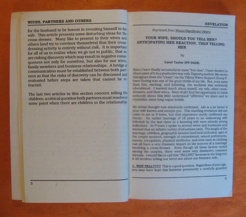 Wives Partners And Others Living With Cross Dressing 1991 Etsy