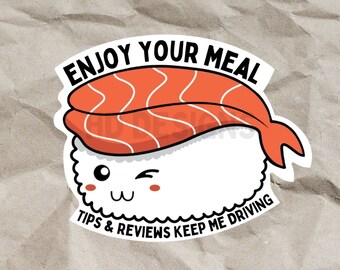 Cute Food Delivery Stickers - Increase Your Tips! SUSHI