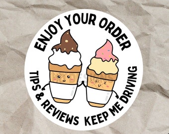 Cute Food Delivery Stickers - Increase Your Tips! ICECREAM