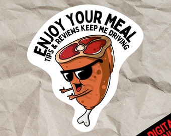 Cute Food Delivery Stickers - Increase Your Tips! STEAK