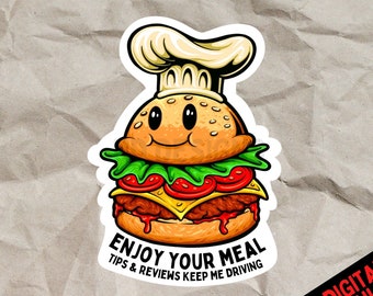 Cute Food Delivery Stickers - Increase Your Tips! HAMBURGER