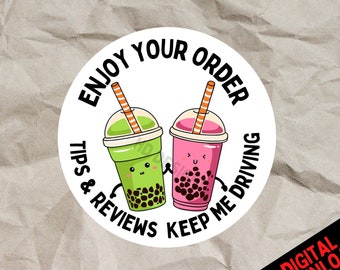 Cute Food Delivery Stickers - Increase Your Tips! BOBA