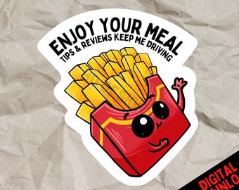 Cute Food Delivery Stickers - Increase Your Tips! FRENCH FRIES