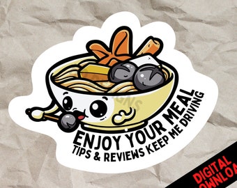 Cute Food Delivery Stickers - Increase Your Tips! NOODLES