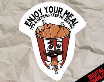 Cute Food Delivery Stickers - Increase Your Tips! FRIED CHICKEN