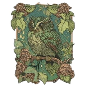 Owl Embroidery Design, Floral Owl Cottagecore Machine Embroidery Design, Bird Embroidery Design, Owl Embroidery, 5 Sizes, Format DST PES
