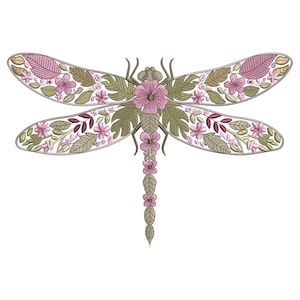 Dragonfly Embroidery Design, Floral Insect Machine Embroidery Pattern, Nature Bug Embroidery File, 7 Sizes, Instant Download DST PES JEF