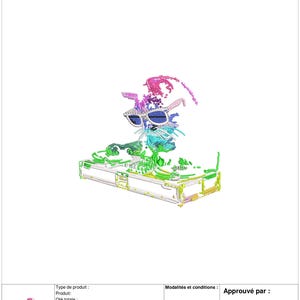 Op de afbeelding: Een borduurontwerp met een zonnebril met strass accenten en kleurrijke abstracte elementen. Het ontwerp is geplaatst op een rechthoekige basis met een gedetailleerd, geometrisch patroon. De tekst "*89*" is zichtbaar.