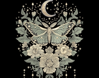 Floral Butterfly Machine Embroidery Design, Butterfly Embroidery Design, Moon Clipart, Nature-Inspired Embroidery Pattern, 6 Sizes, Download