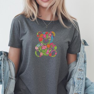 花柄テディベア刺繍デザイン、かわいい動物クマの機械刺繍パターン、下クマの機械刺繍ファイル、7サイズ、PESをダウンロード 画像 10