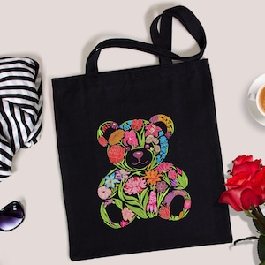 花柄テディベア刺繍デザイン、かわいい動物クマの機械刺繍パターン、下クマの機械刺繍ファイル、7サイズ、PESをダウンロード 画像 18