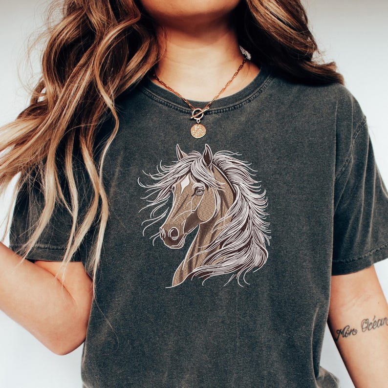 Elegant Horse Head Embroidery Design, 3 Color Stallion Portrait File ...