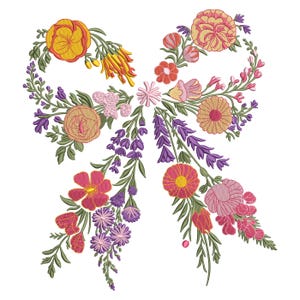 Diseño de bordado de lazo floral, patrón de bordado a máquina de flores de cinta, archivo de bordado de lazo decorativo, 7 tamaños, descarga instantánea DST PES JEF