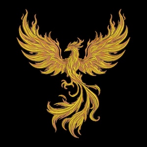 Fire Phoenix Embroidery Design, Bird Machine Embroidery File, Bird Phoenix Embroidery, Bird design, 5 Sizes, Format DST PES,Instant Download