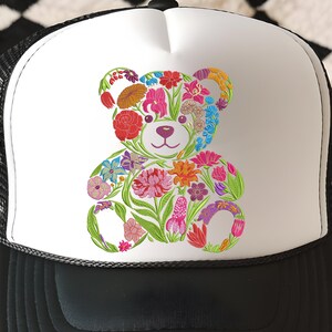 花柄テディベア刺繍デザイン、かわいい動物クマの機械刺繍パターン、下クマの機械刺繍ファイル、7サイズ、PESをダウンロード 画像 17