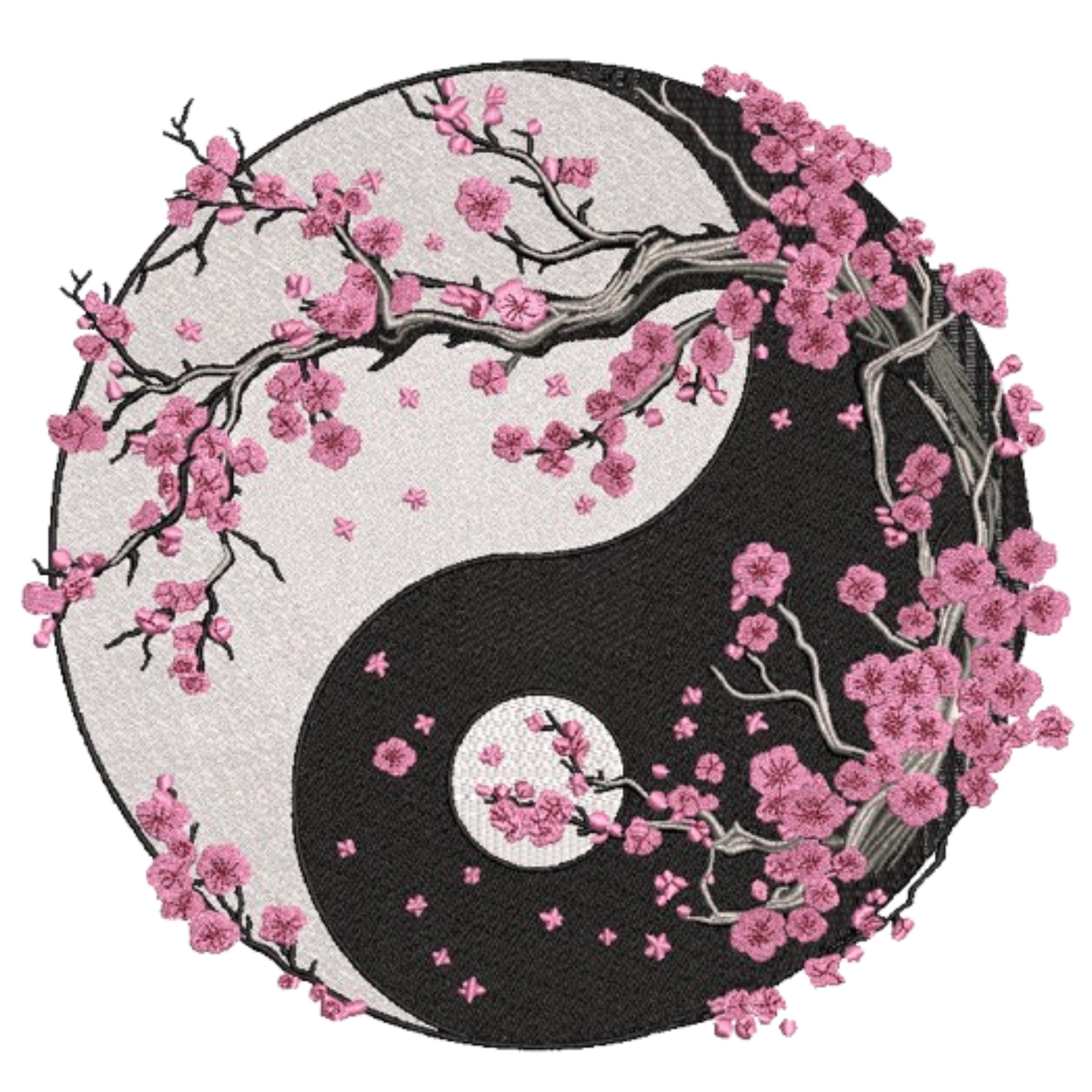 Yin Yang Tree of Life Embroidery Design, Minimalist Modern Nature