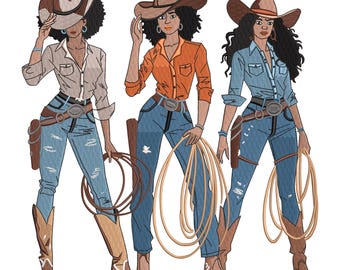 Western Cowgirl Embroidery Design Set, Cowboy Women Machine Embroidery Pattern, Country Rodeo Style Cowgirl, 6 Sizes, DST PES, Digital Files