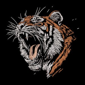 Roaring Tiger Embroidery Design, Wild Animal Machine Embroidery File, Big Cat Head Stitch Pattern ,Tiger Head Embroidery, 5 Sizes, Download